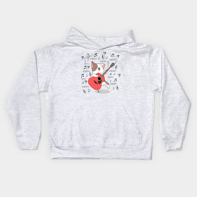 Singing cat, funny and cute design Kids Hoodie by JK Mercha